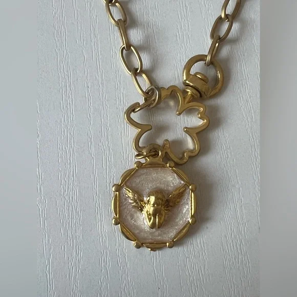 22K Gold Plated Angel Pendant Chain Necklace - Picture 5 of 6